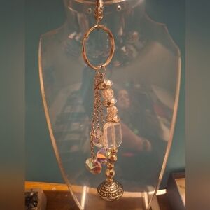 Elegant Beaded Keychain with Silver Accents